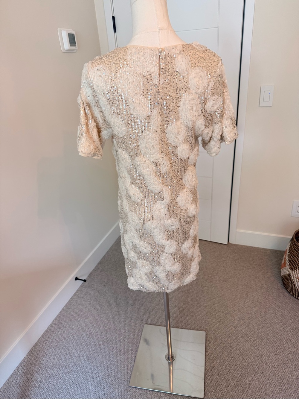 Baltic Born Sequin Dress with Floral Appliqués in Cream and Champagne - Picture 4 of 9